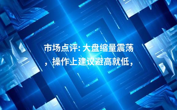 市场点评: 大盘缩量震荡，操作上建议避高就低，